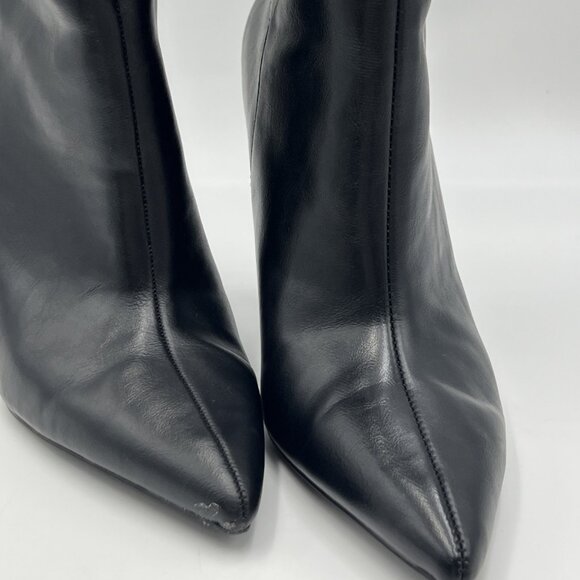 Zara Tall Black Leather Heeled Pointed Toe Boots - Picture 3 of 11